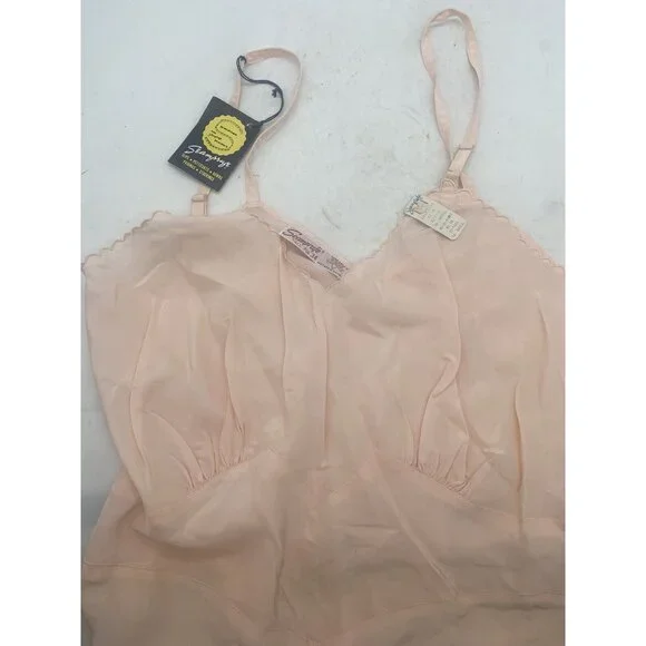 NOS Vintage Seamprufe Full Slip Womens Tall 34 Pink Lace Lingerie Midi READ - Picture 9 of 12